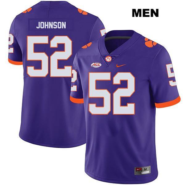 Men's Clemson Tigers #52 Tayquon Johnson Stitched Purple Legend Authentic Nike NCAA College Football Jersey VPL8146EB